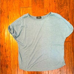 Stitch fix top, blue blouse, cute shoulder baring design on arms